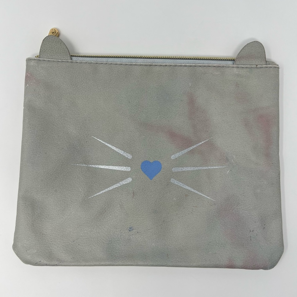 Gray Cat Shaped Makeup Bag Cosmetic Toiletry Organizer Pouch Travel Vacation Pet